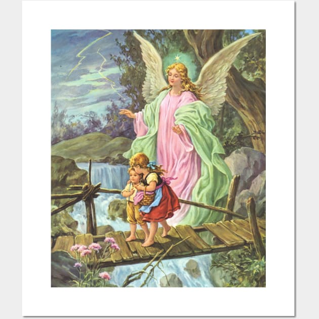 Guardian Angel on Bridge with Children Wall Art by agapimou